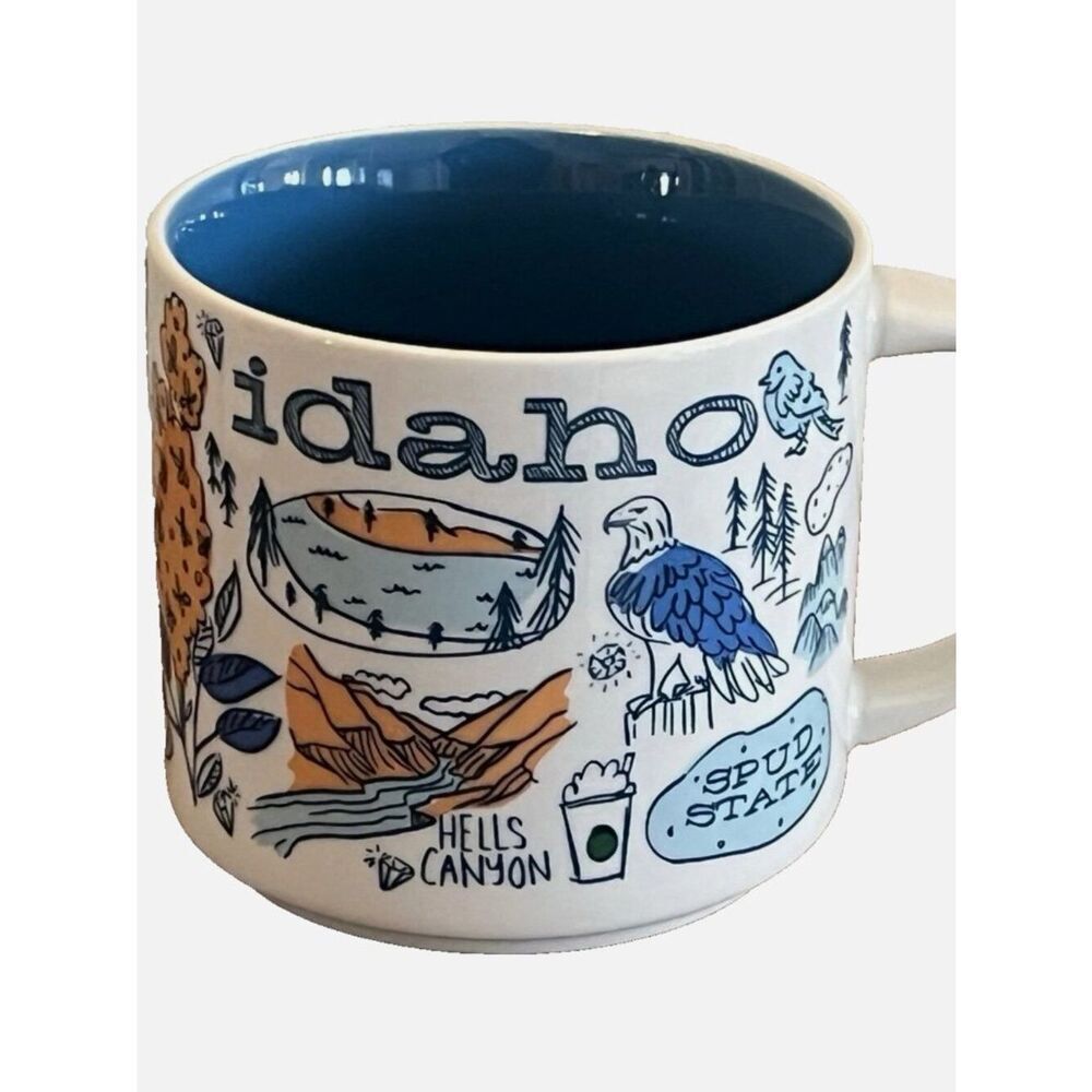 New Collectible Starbucks Idaho Coffee Mug Spud State White Orange Blue